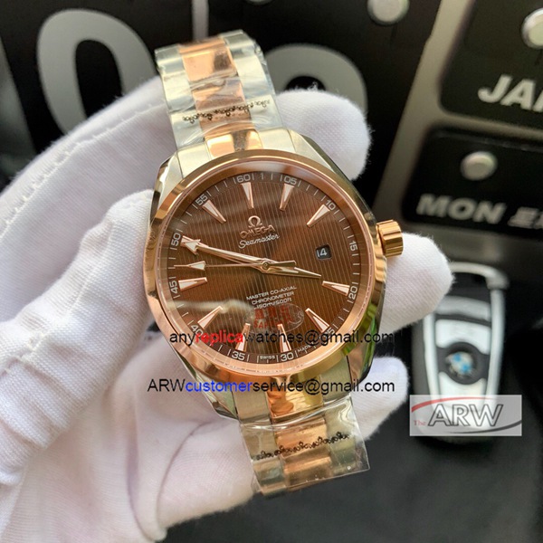 Clone Omega Seamaster Aqua Terra Swiss 8215 Watch Brown Dial